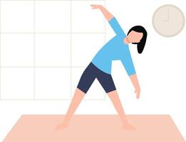 The girl is doing a stretching exercise. vector