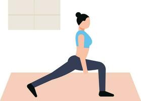 The girl is stretching one of her legs backwards. vector