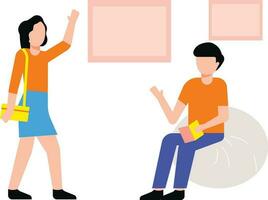 Boy and girl waving hands. vector