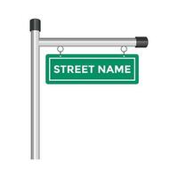 Green street sign, fixed on a pole. An individual street name can be labeled vector