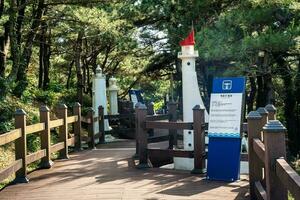 Udo, Jeju island, South Korea - Jun. 06, 2023. Beautiful Udo Lighthouse at Udobong peak , Udo mountain, beside Jeju do , Jeju island. photo