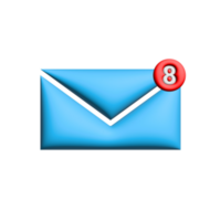 3d envelope email notification icon new message, notification illustration. png