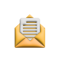 3d envelope email notification icon new message, notification illustration. png