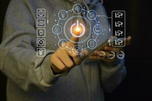 The concept of using artificial intelligence in everyday life or a smart home photo