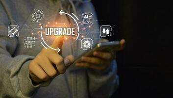 Update application software and hardware upgrade technology concept, AI upgrade photo