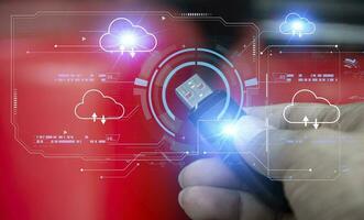 The concept of uploading data to the cloud computing system photo