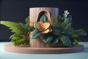 product presentation 3d photo realistic wooden podium with highly detailed,