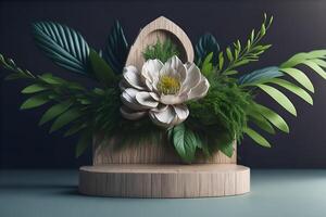 product presentation 3d photo realistic wooden podium with highly detailed,