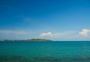 view Blue sea blue background look calm landscape viewpoint summer Nature tropical sea Beautiful  ocean water Bangsaen Beach East thailand Chonburi Exotic horizon. photo