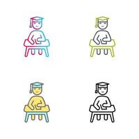 Unique Studying on Desk Vector Icon