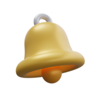 3d render ilustração do dourado anel Sino. desenho animado estilo png