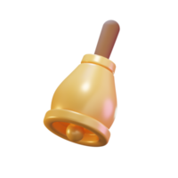 3d hacer ilustración de dorado anillo campana con de madera manejar. dibujos animados estilo png