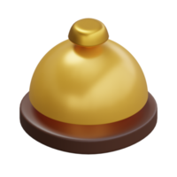 3d machen Illustration von golden Bedienung Ring Glocke auf ein hölzern Stand png