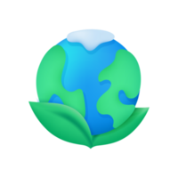 globe on leaf The concept of keeping the earth livable. 3d illustration. png