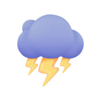 3D weather forecast icons Black cloud with thunder from a rainstorm. 3d illustration png