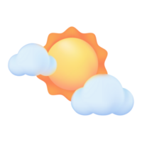 3d Wetter Prognose Symbole Sommer- Sonne mit hell Sonnenlicht heiß Wetter. 3d Illustration. png