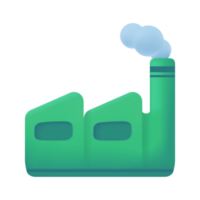 verde fábrica estufa gás emissão redução conceito para a planeta. 3d ilustração png