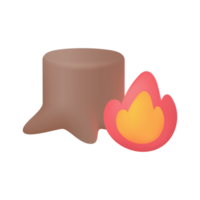 fuego y tocones detener ardiente bosque concepto. 3d ilustración png