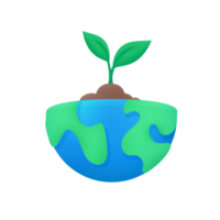 globe with trees growing The concept of planting trees for the world. 3d illustration png