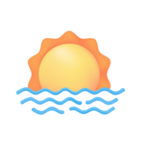 3d tempo metereologico previsione icone estate sole con temporale e forte vento. 3d illustrazione png