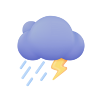 3d Wetter Prognose Symbole schwarz Wolke mit Donner von ein Regensturm. 3d Illustration png