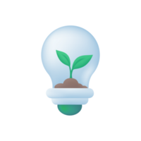 Light bulb save electricity for the earth. 3d illustration png