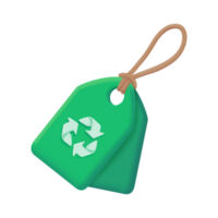 Recycled Label Tags Product manufacturing concept for the world. 3d illustration. png