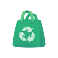 green recycled bag The concept of using plastic substitute materials for the world. png