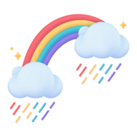 3d Wetter Prognose Symbole klar Himmel nach Regen schön Regenbogen. 3d Illustration. png