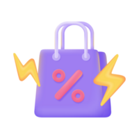 Shopping bags full of vouchers to offer customers special discounts. 3d illustration. png