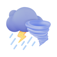 3d clima previsão ícones trovoadas e redemoinhos tormentoso clima. 3d ilustração png