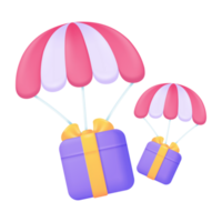 cadeau boîte livrer spécial de fête remises à clients. 3d illustration. png