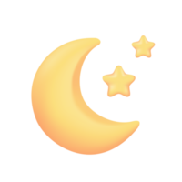 3d Wetter Prognose Symbole Nacht mit Mond und Wolken auf ein regnerisch Tag. 3d Illustration png