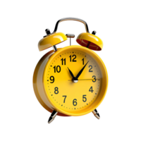 Yellow alarm clock on a transparent background. ai generated png