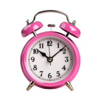 rosado alarma reloj en un transparente antecedentes. ai generado png