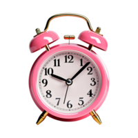 Pink alarm clock on a transparent background. ai generated png