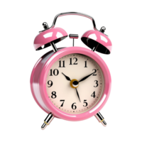 Pink alarm clock on a transparent background. ai generated png