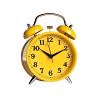 Yellow alarm clock on a transparent background. ai generated png