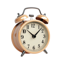 Beige alarm clock on a transparent background. ai generated png