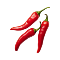 Red chili peppers are isolated on transparent background. clipping path. ai generated png