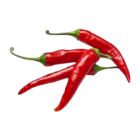 Red chili peppers are isolated on transparent background. clipping path. ai generated png