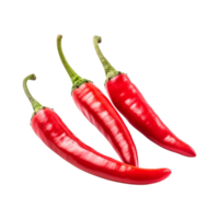 Red chili peppers are isolated on transparent background. clipping path. ai generated png