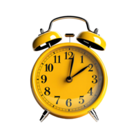 Yellow alarm clock on a transparent background. ai generated png