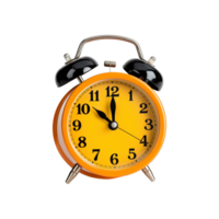 Yellow alarm clock on a transparent background. ai generated png