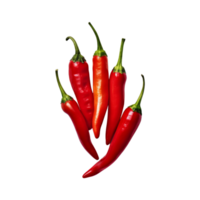 Red chili peppers are isolated on transparent background. clipping path. ai generated png