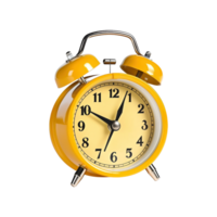 Yellow alarm clock on a transparent background. ai generated png