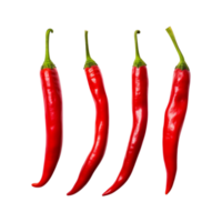 Red chili peppers are isolated on transparent background. clipping path. ai generated png