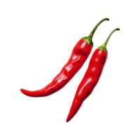 Red chili peppers are isolated on transparent background. clipping path. ai generated png