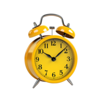 Yellow alarm clock on a transparent background. ai generated png