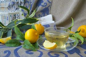 A glass cup of bergamot tea photo